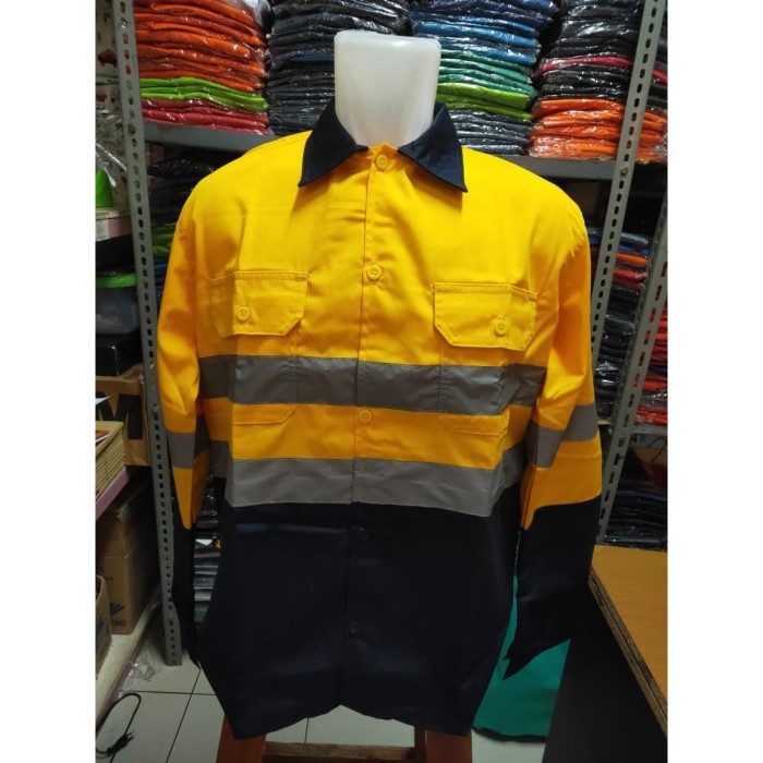 Jual Seragam kerja atasan baju kerja/wearpack Combinasi kuning murah ...