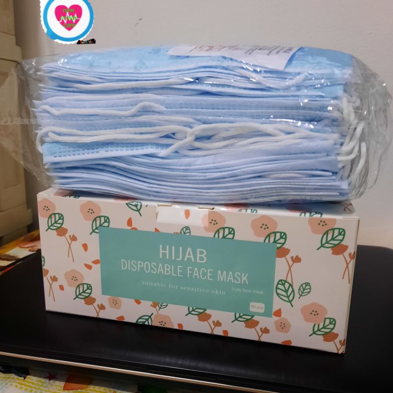 Jual masker hijab(headloop)3ply isi 50 pcs | Shopee Indonesia