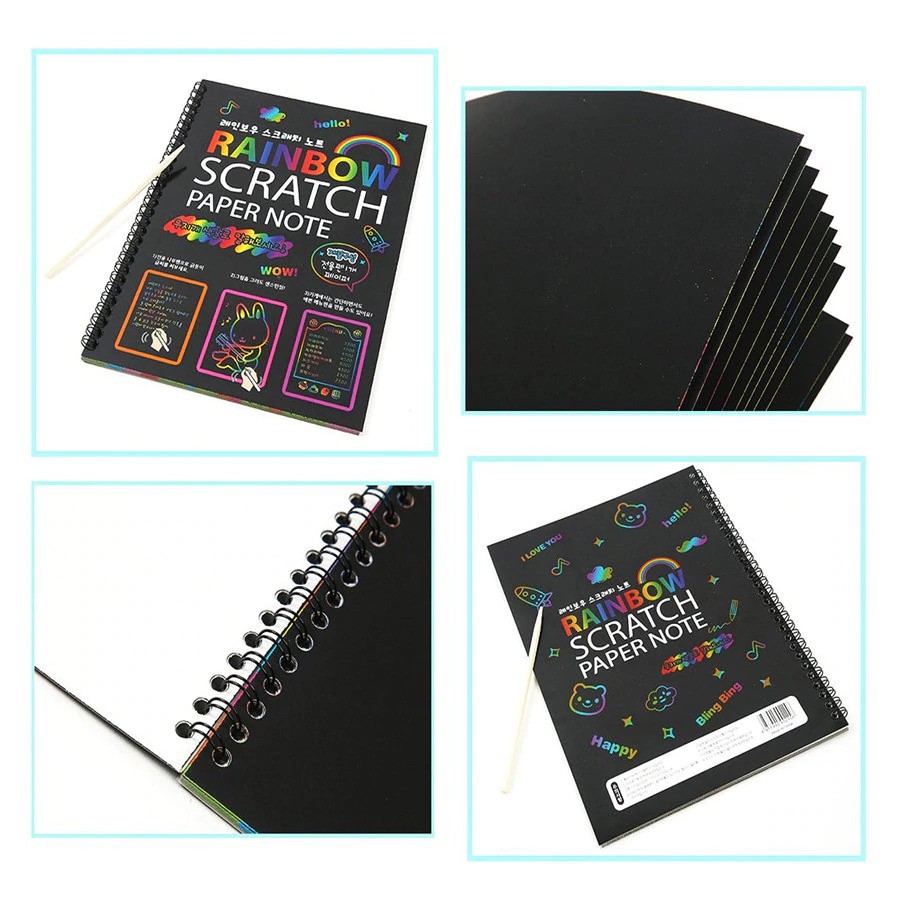 Jual Buku Magic Colourful Scratch Note Besar / Black Cardboard / DIY ...