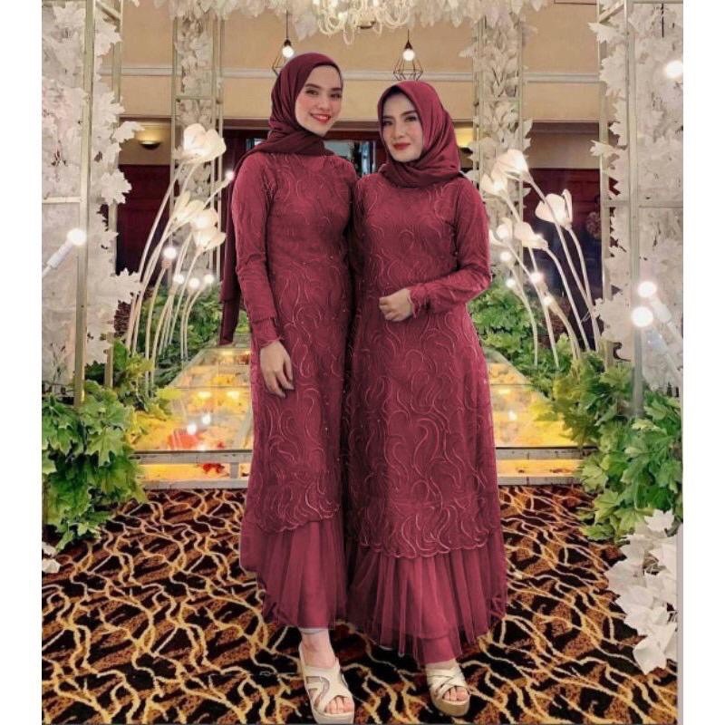 Gaun Bridesmaid Model Dress Brokat Hijab Jual Gamis Pesta Model Terbaru  Geraldine Dress Baju Dress
