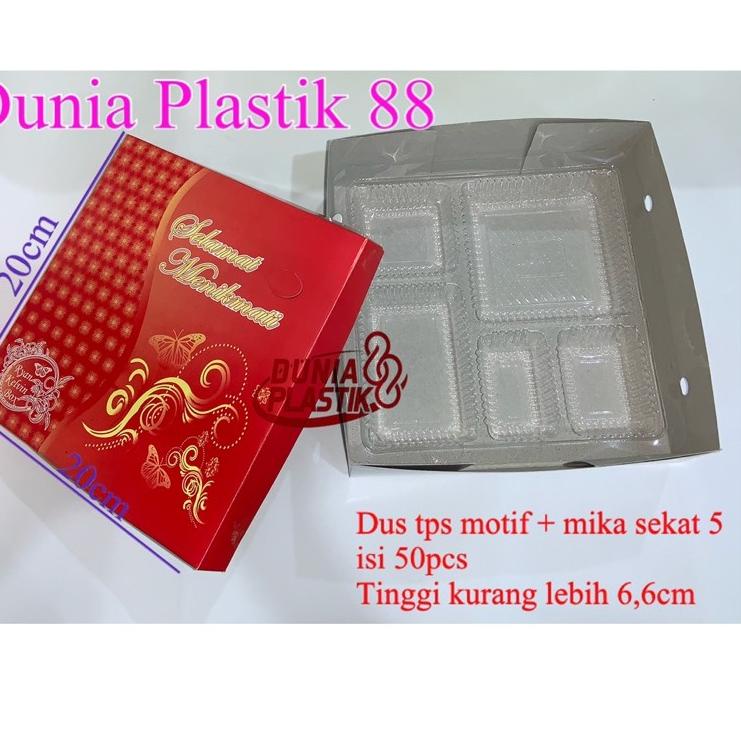 Jual Paket Diskon Isi50set Dus Motif Mika 20x20cm Sekat 5 Box Kardus