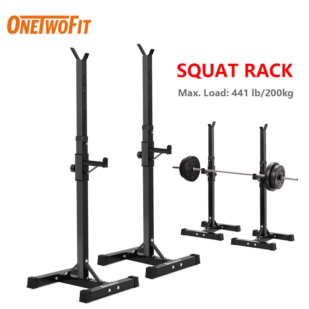 OneTwoFit Barbel Rack Adjustable Squat Rack Independent Weight Lifting Alat Fitness Gym