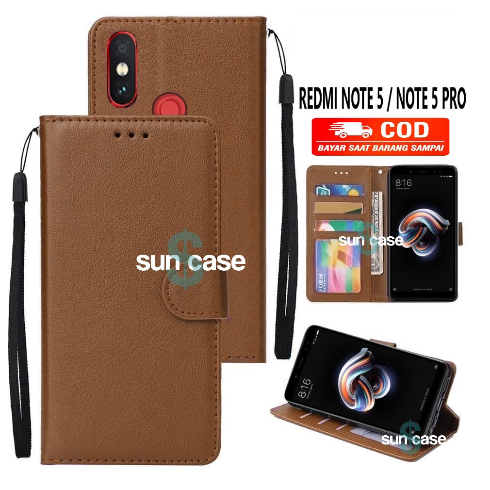 Casing REDMI NOTE NOTE PRO model flip buka tutup case kulit ada  tempat foto dan kartu juga tali hp flip cover