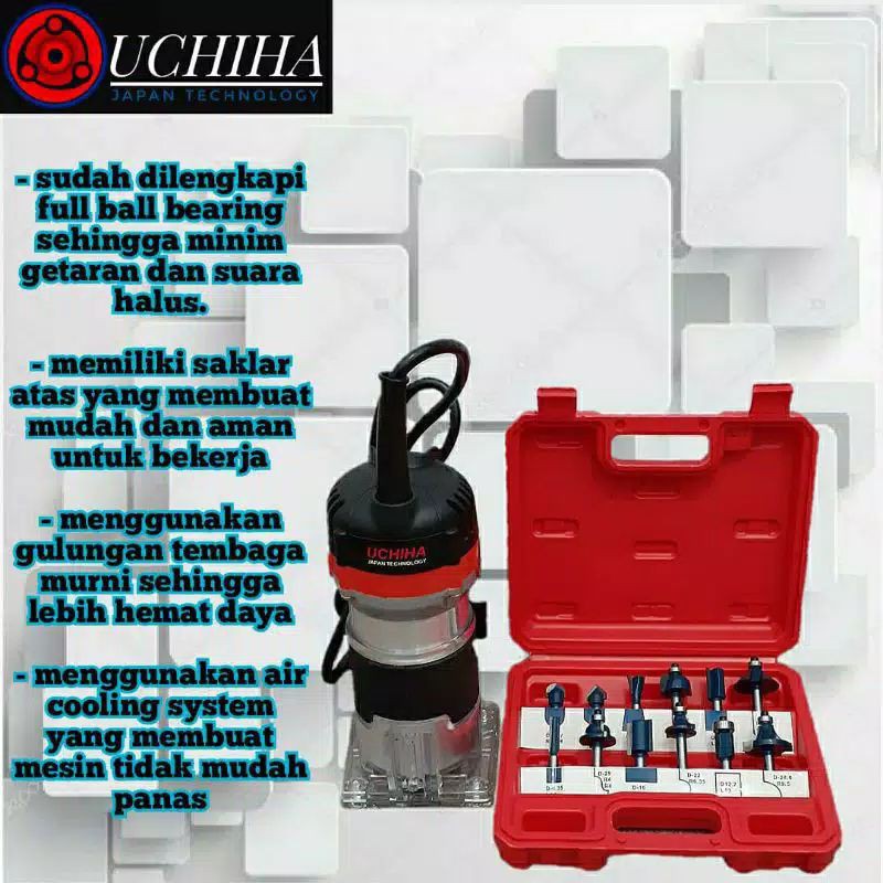 Jual Mesin Profil Router Trimmer Kayu Ukir Mm Uchiha Trimer Bits Set