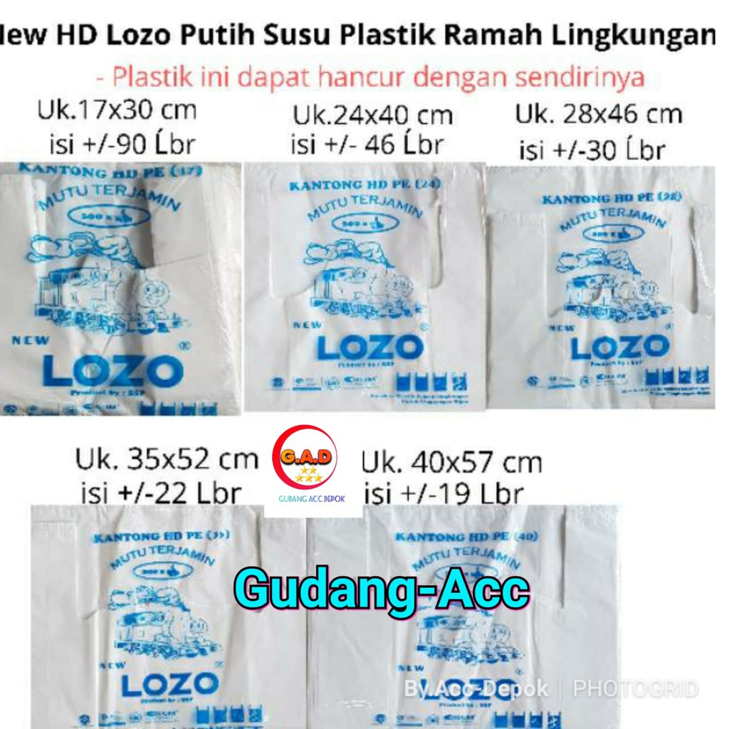 Jual Kantong Plastik Kresek Lozo Tebal Uk 17 24 28 35 40 Cm Putih Kualitas Loco Ramah Lingkungan 9649