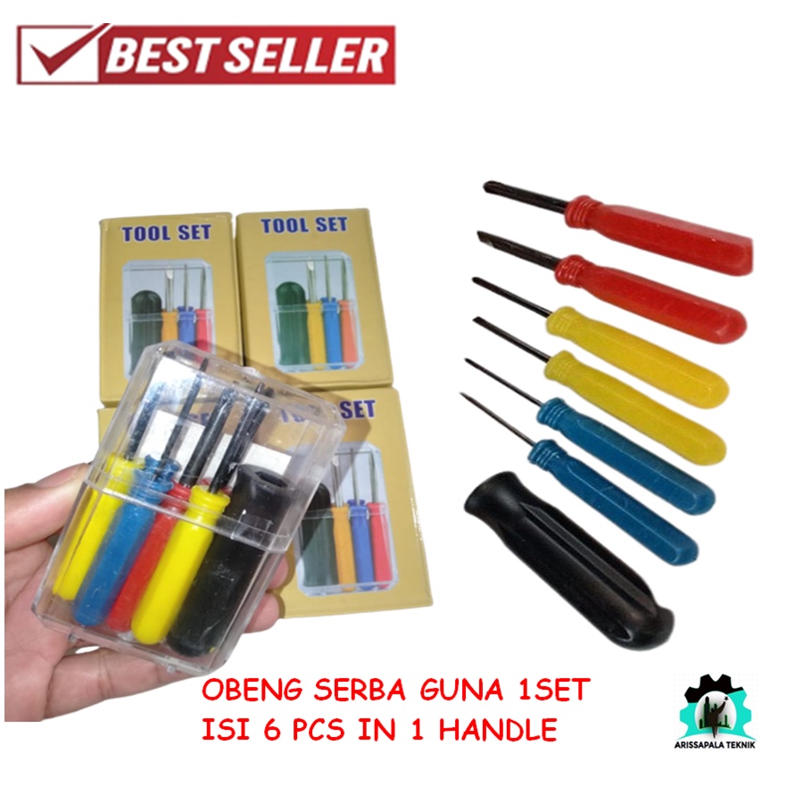 Jual Obeng Set isi 6 Pcs in 1 Handle Changeable Screwdriver Set Obeng ...