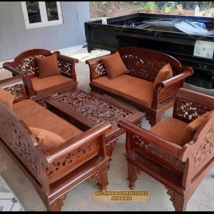 Jual Meja Kursi Sofa Untuk Ruang Tamu Bahan Kayu Jati Full Ukir Jepara ...