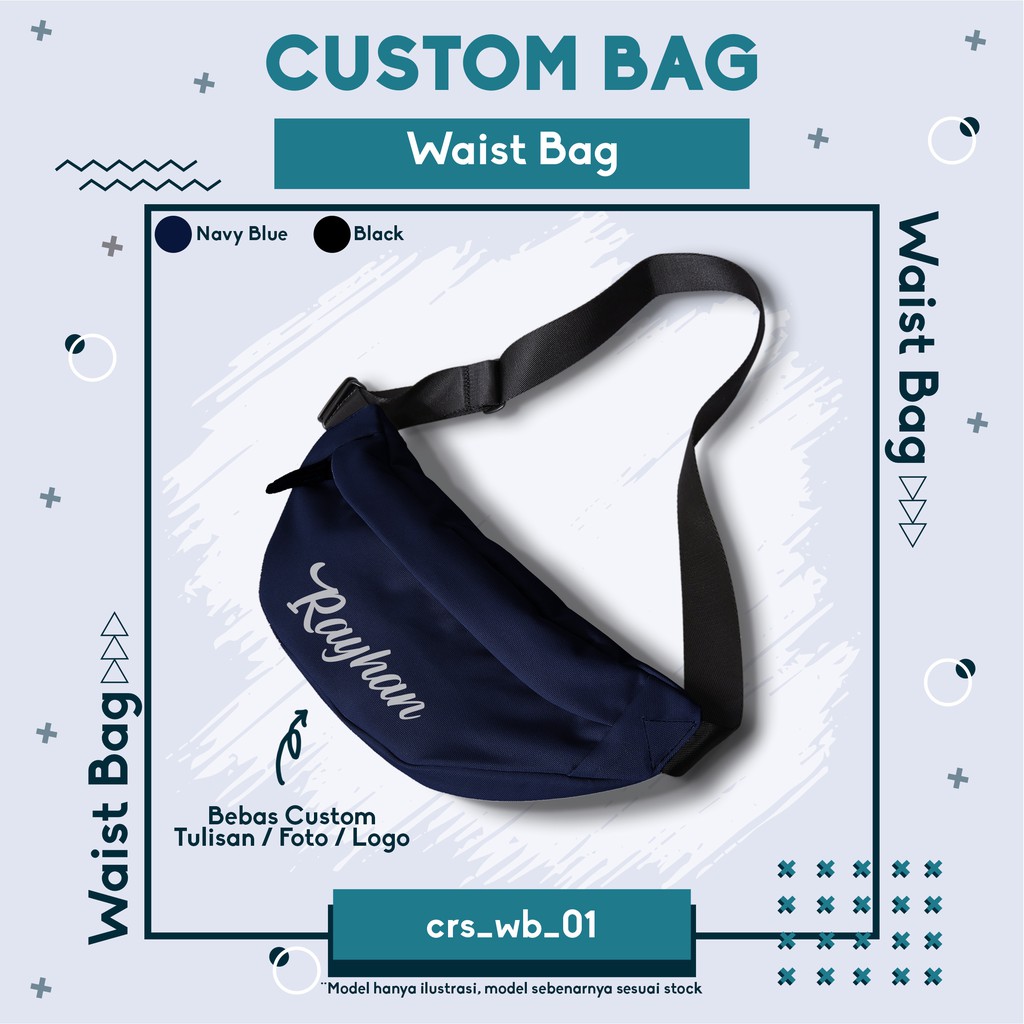 Jual CUSTOM WAIST BAG TAS PINGGANG PRIA BEBAS REQUEST GAMBAR TULISAN LOGO Shopee Indonesia