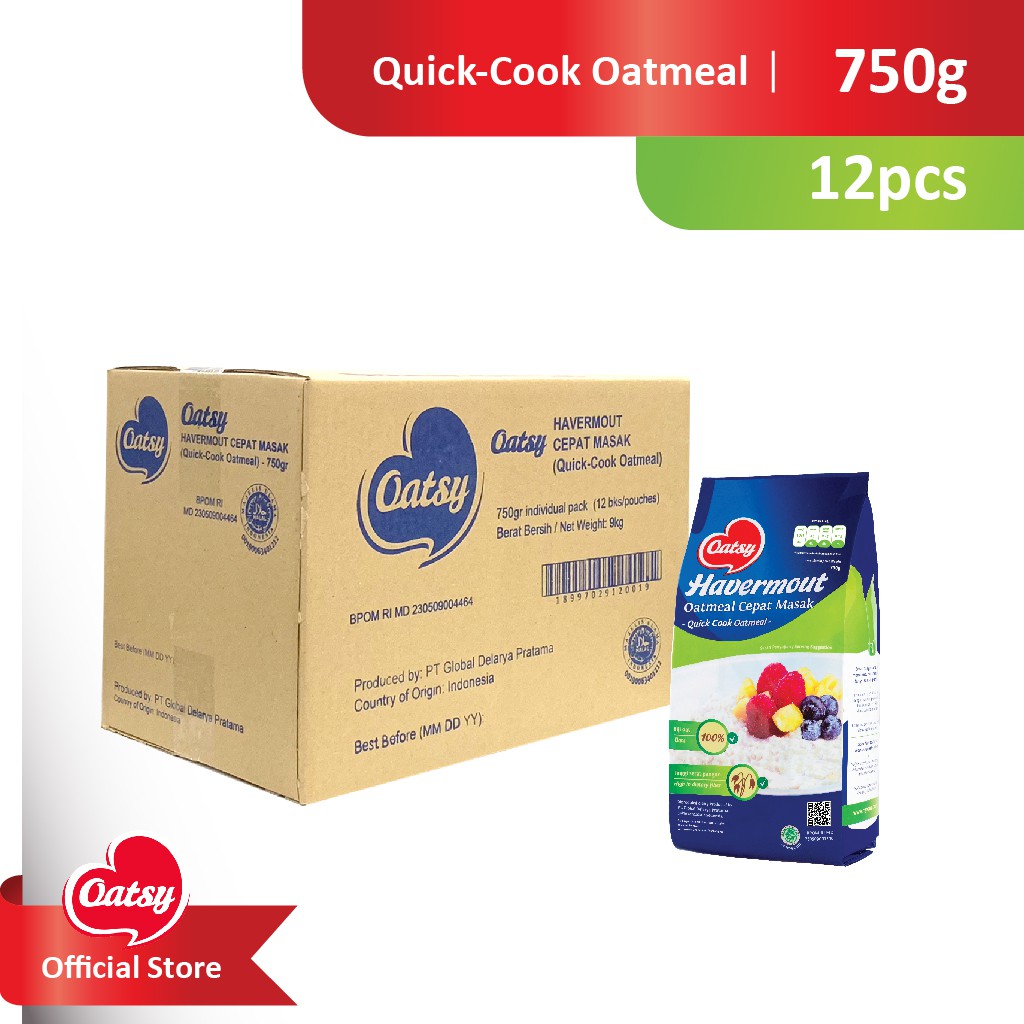 Jual OATSY Quick Cook Oatmeal 750g - Carton Box (12pcs) | Shopee Indonesia