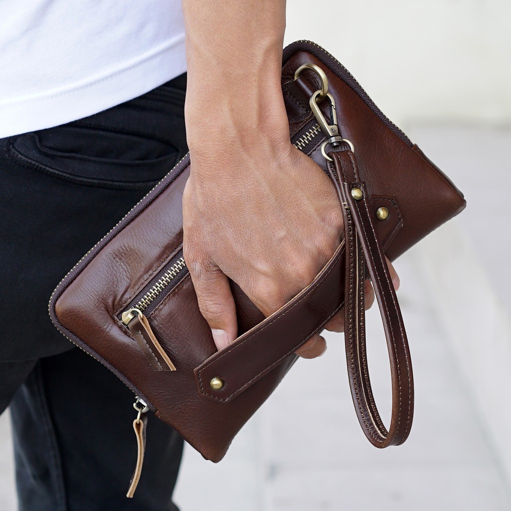 tas tangan pria cowok terbaru 2022 kekinian/ handbag pria branded original/  tas tangan pria kulit asli/ tas genggam pria keren