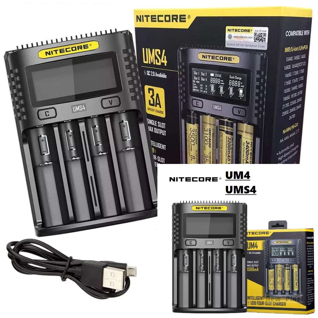 EBL 4 slot con caricatore a display LCD per batterie Ni-MH Ni-Cd AA/AAA