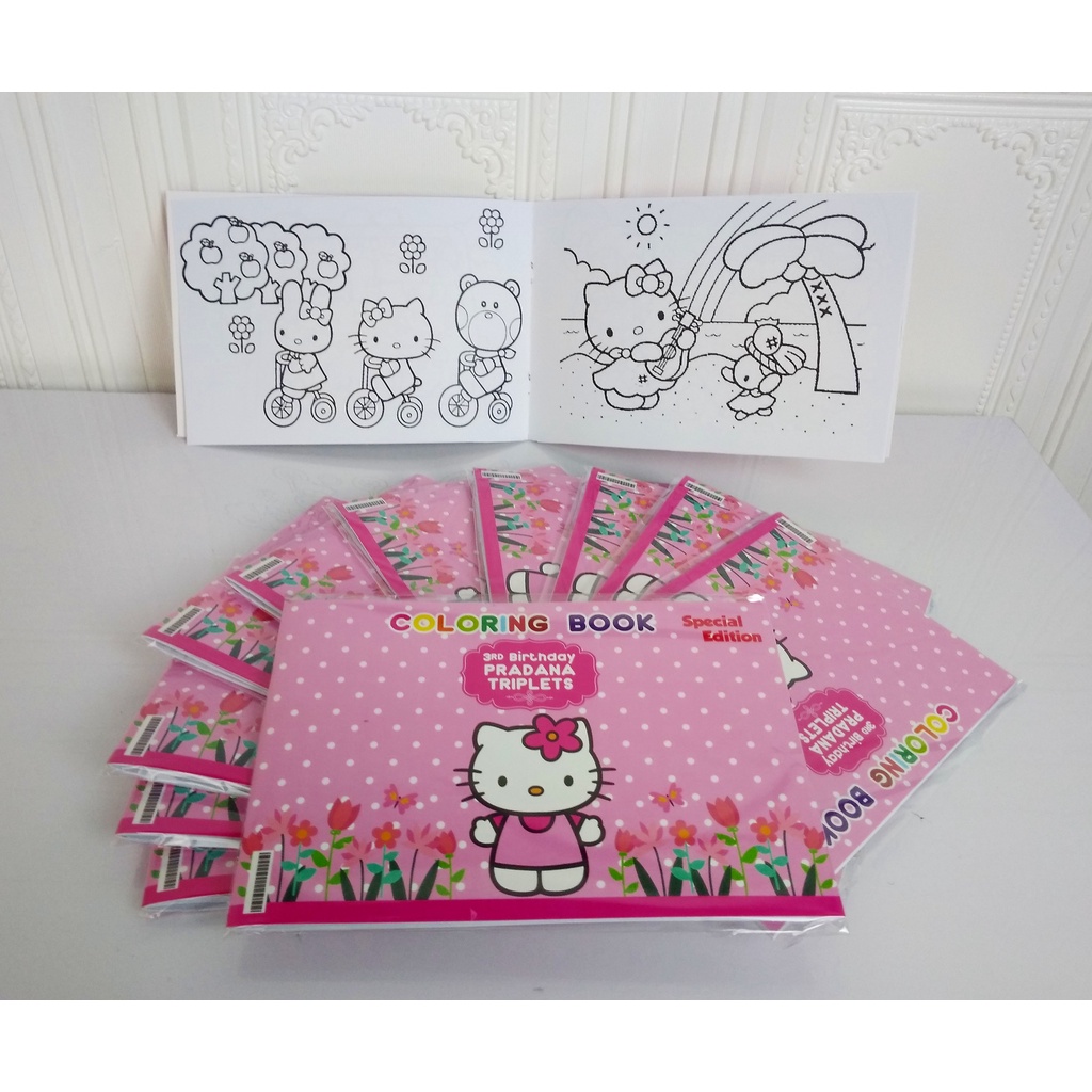 Jual buku mewarnai hello kitty / coloring book custom hello kitty ...