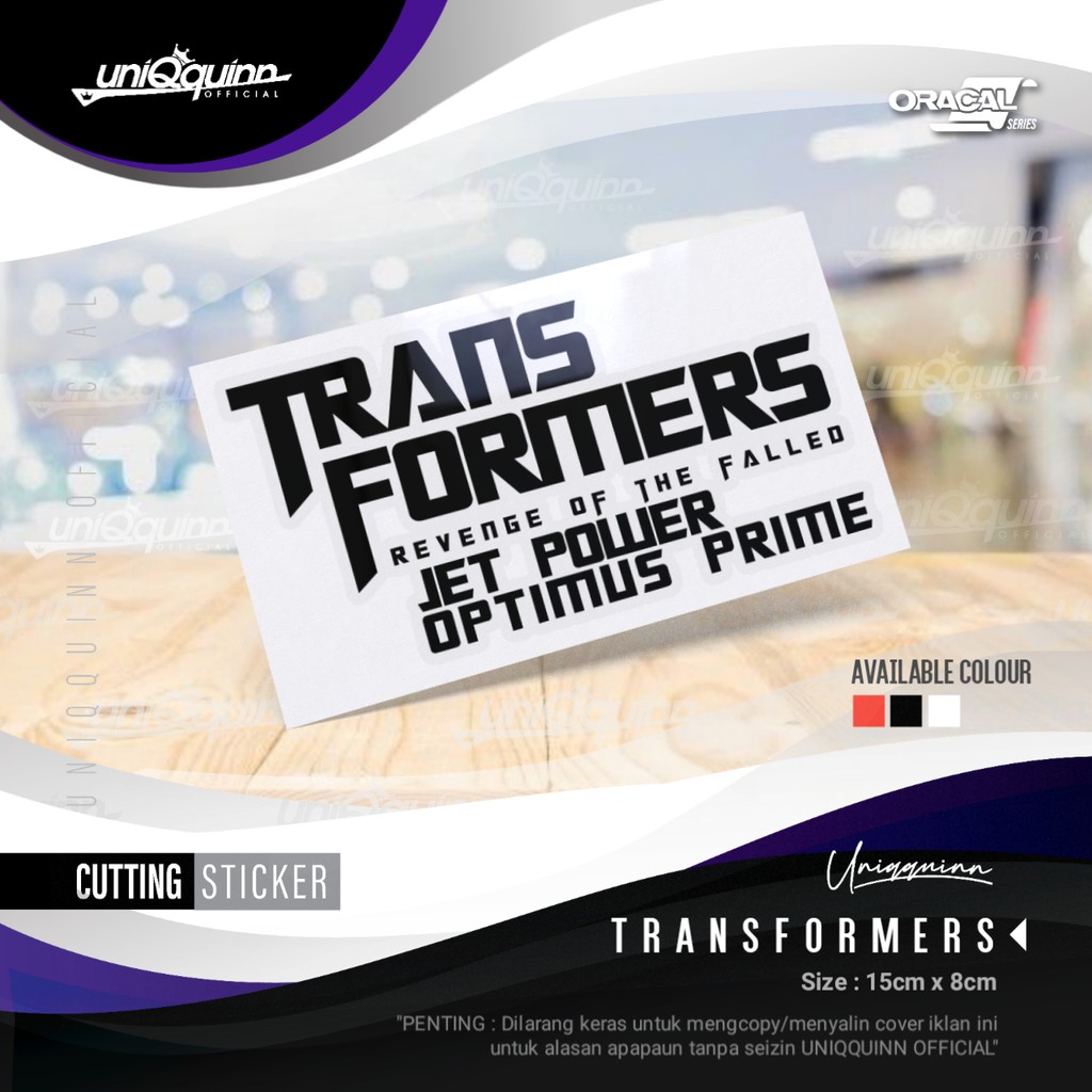 Jual UQ Stiker Transformer Jet Power Optimus Prime [ Cutting Sticker ...