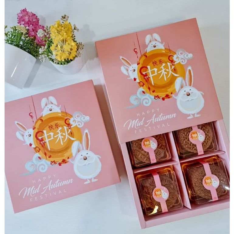 Jual Dus Mooncake Gr Sekat Pink Rabbit Pack Isi Pcs Dus Kartu Ucapan