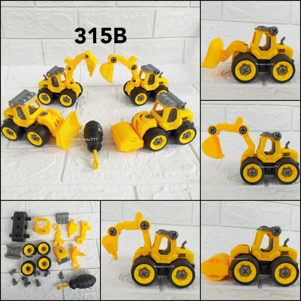 Jual 1 Set (4pcs) DIY TRUCK Excavator Roller Drill Bulldozer Alat Berat ...
