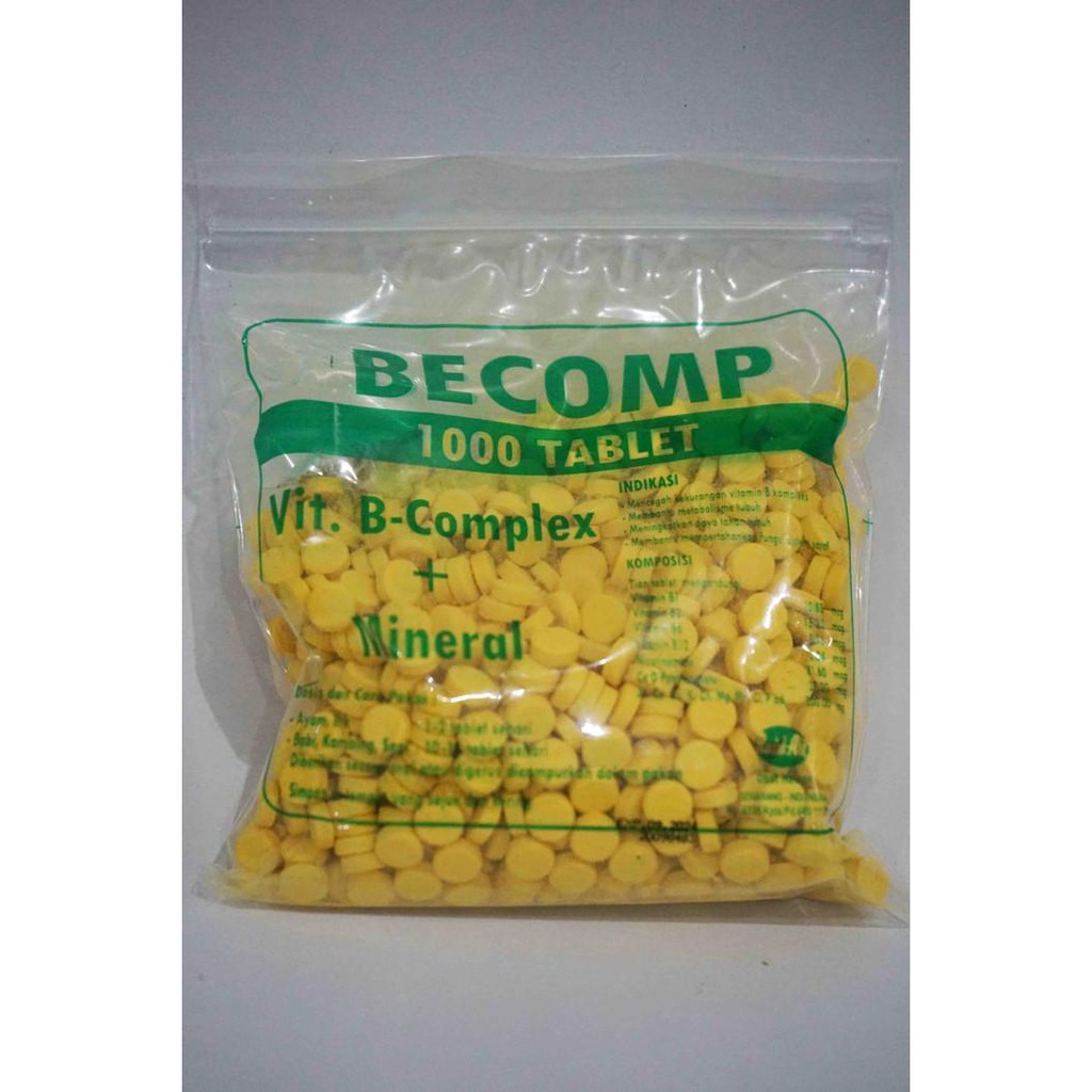 Jual BECOMP 1000 TABLET/VITAMIN B COMPLEX /VITAMIN AYAM,KAMBING,SAPI ...