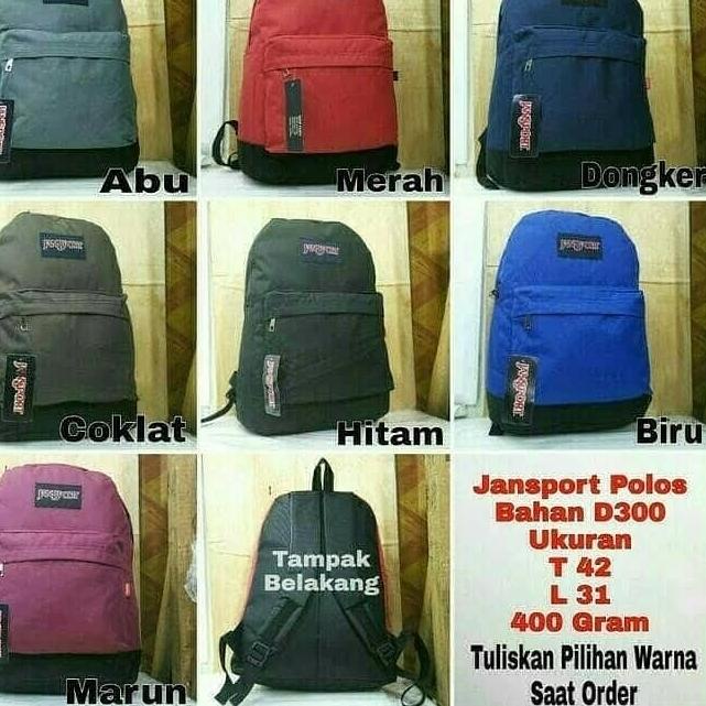 Ukuran tas outlet jansport