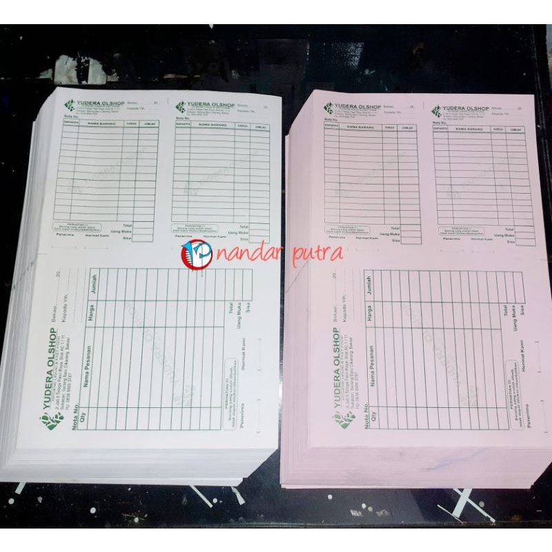 Jual Cetak NOTA NCR 2 ply Custom 1/2 rim /Nota hvs custom /Nota Buram ...