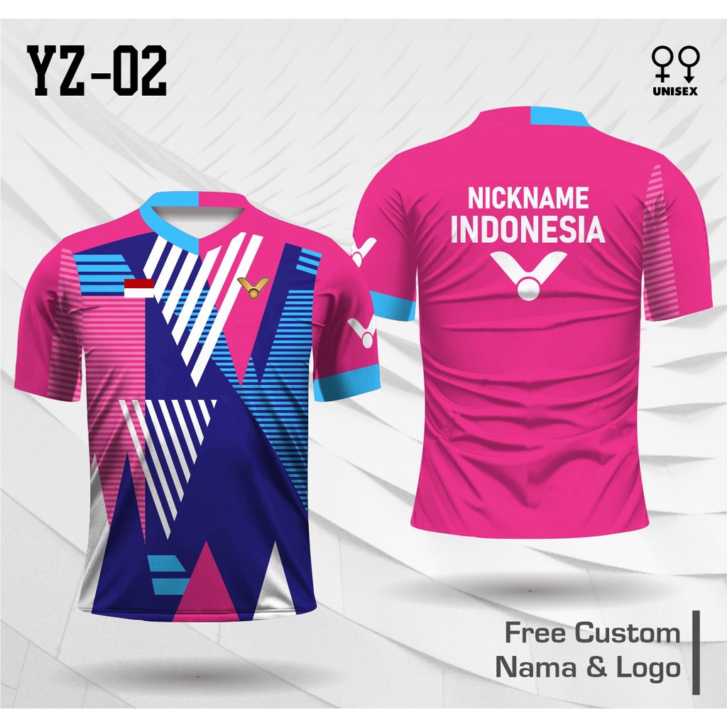 Jual jersey badminton kaos bulutangkis custom nama dan logo