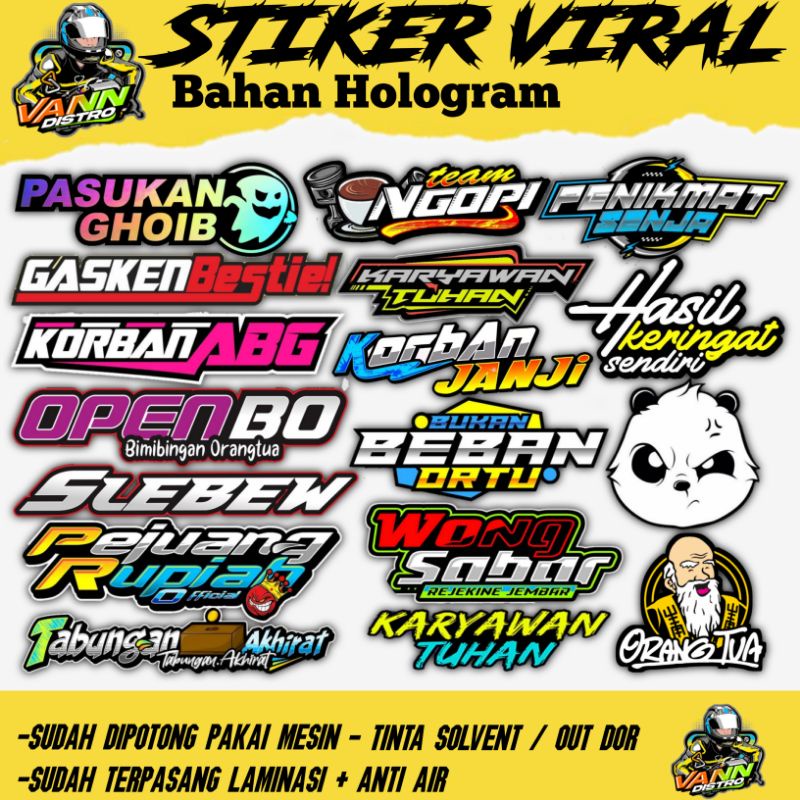 Jual Sticker Kata Kata Sticker Hitz Sticker Viral Sticker Lucu