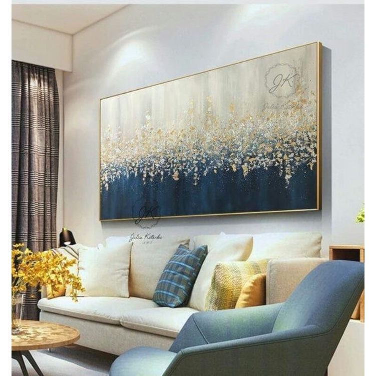 Jual Lukisan Abstrak Besar dinding ruang tamu 120 x 60 cm | Shopee