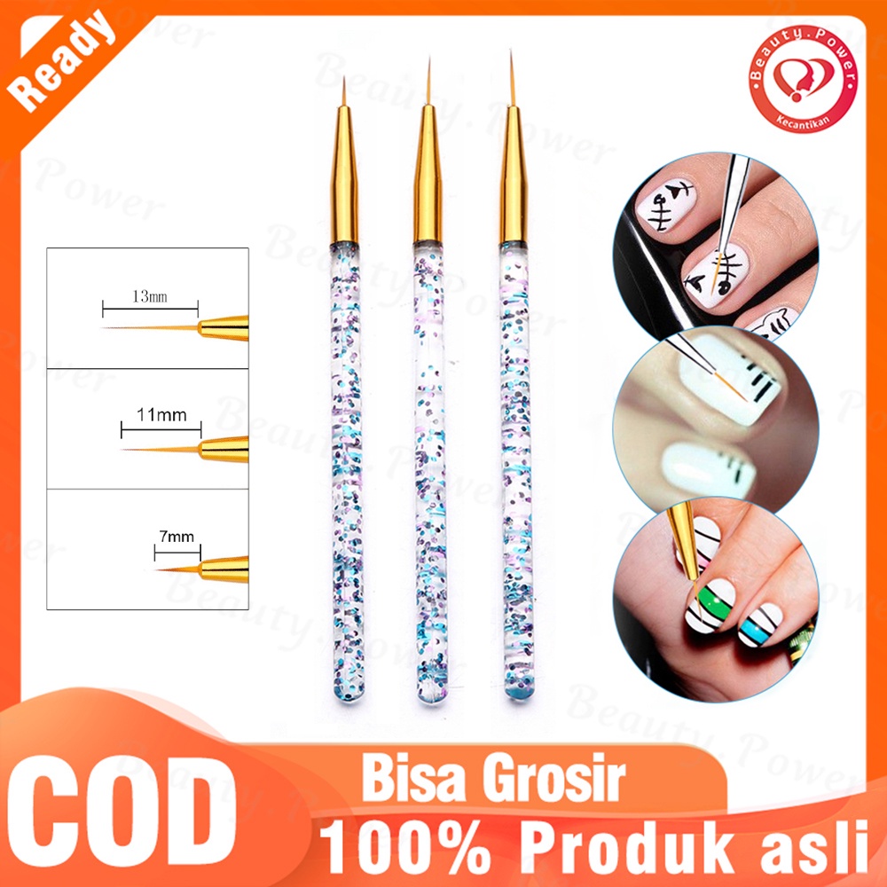 Jual 3Pcs/Set Brush Bahan Akrilik Nail Art Liner Brush Untuk Menggambar ...