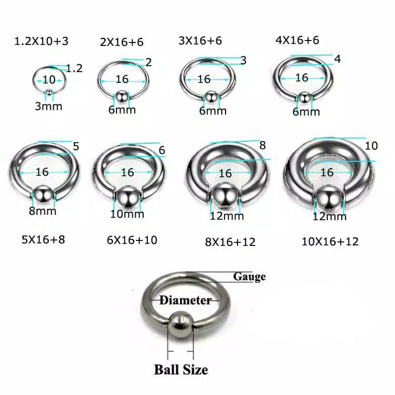 Jual Anting 1piece PIERCING EARRING CAPTIVE RING STAINLESS STEEL SILVER