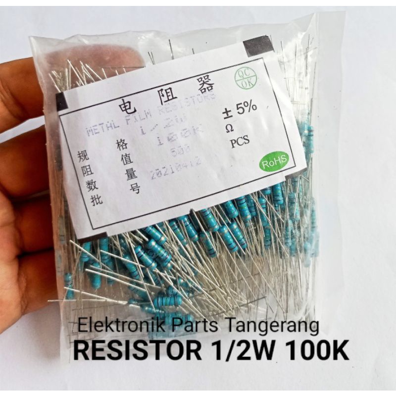 Jual (10 Buah) RESISTOR 1/2W 100K OHM RESISTOR 1/2WATT 100K OHM