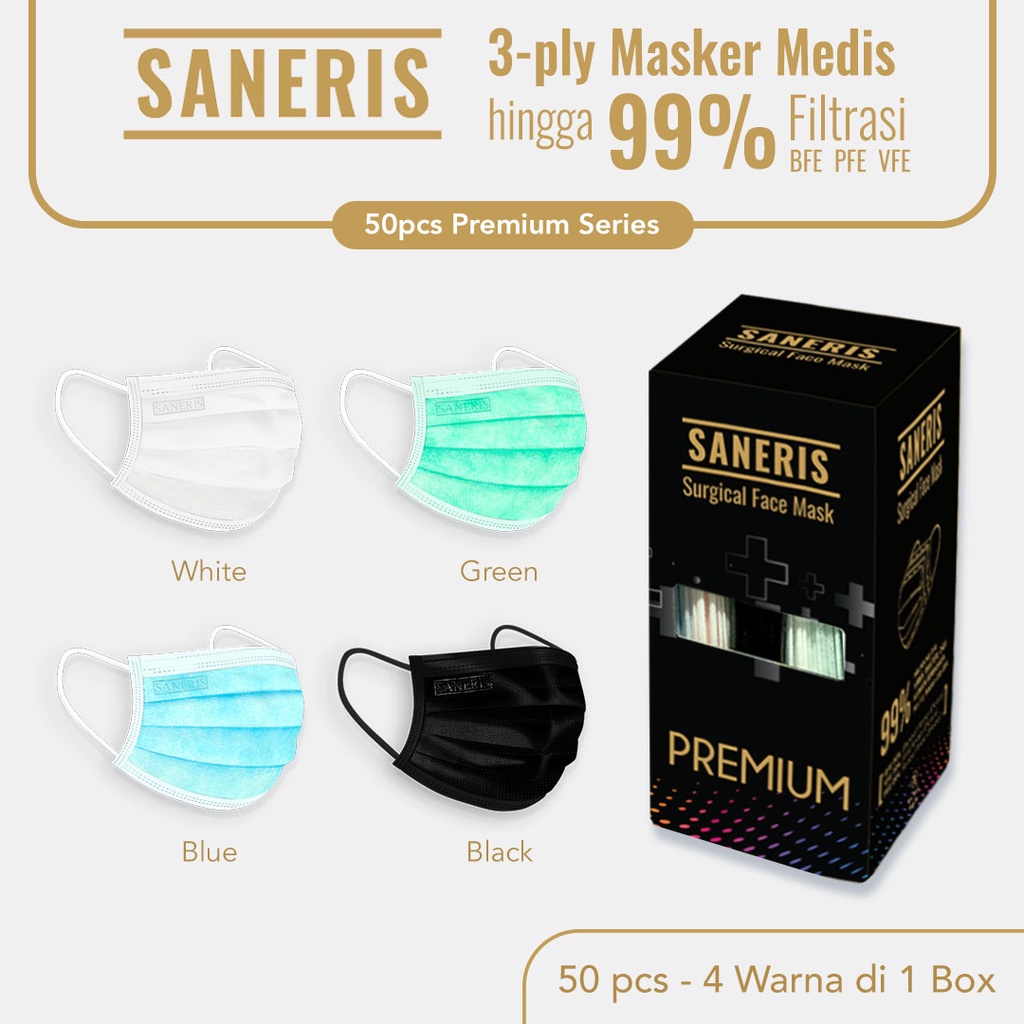 Jual Saneris Masker Medis Premium Earloop 3Ply (1 Box 4 Warna) | Shopee ...