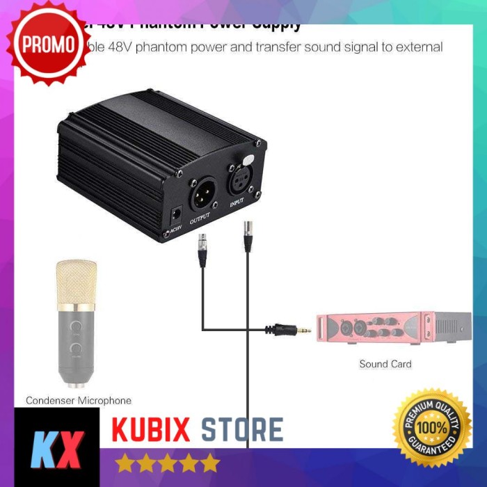 Jual Phantom Power Supply Microphone 48V Supply Condenser Mic Shopee