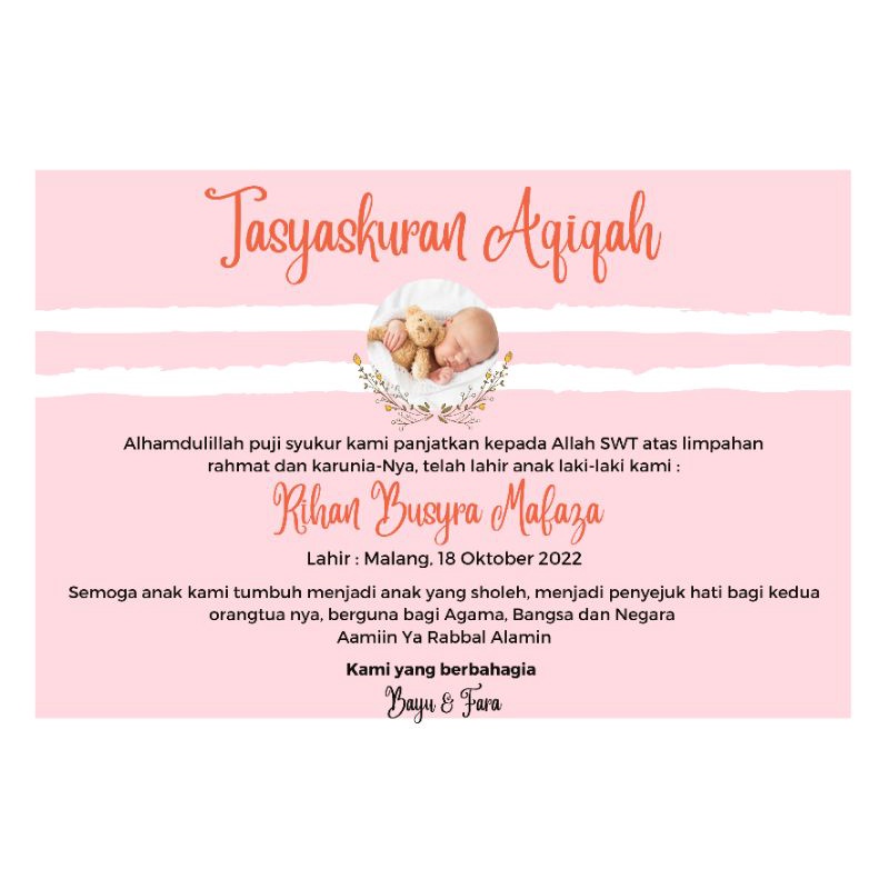 Jual Cetak Kartu Stiker Tasyakuran Aqiqah Custom Tasyakuran Aqiqah