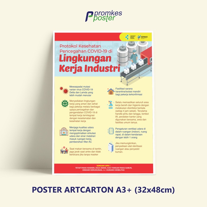 Jual Poster Kesehatan Protokol Kesehatan Lingkungan Kerja Industri ...