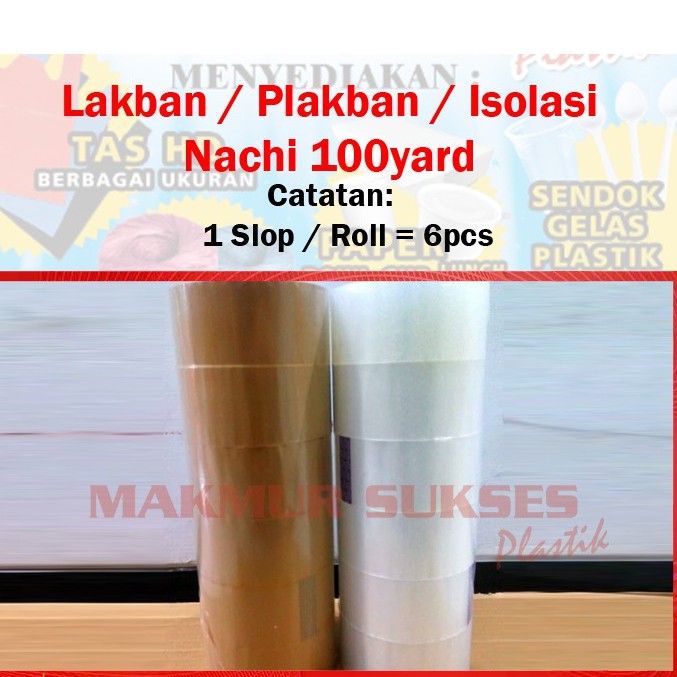 Jual Lakban Plakban Isolasi Nachi Bening Dan Coklat Yard Roll Pcs Shopee Indonesia