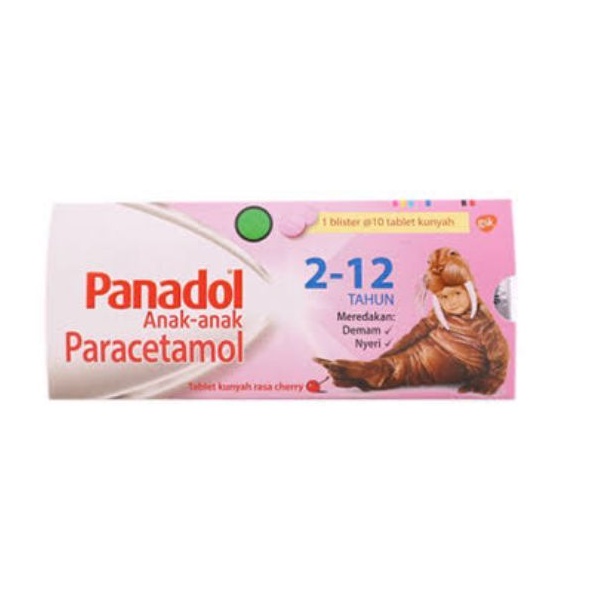 Jual panadol chewable kids tablet kunyah anak paracetamol 10's 10