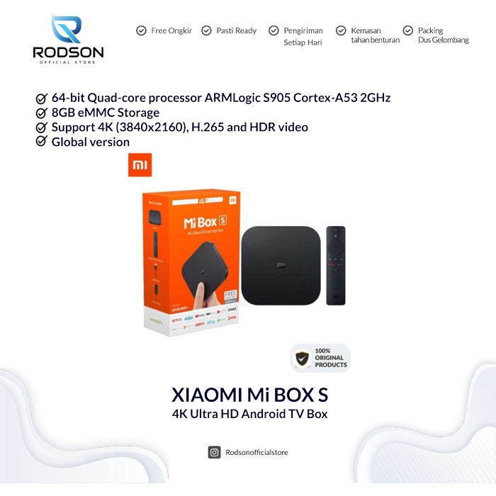 Jual XIAOMI Mi BOX S 4K Ultra HD Android TV Box | Shopee Indonesia