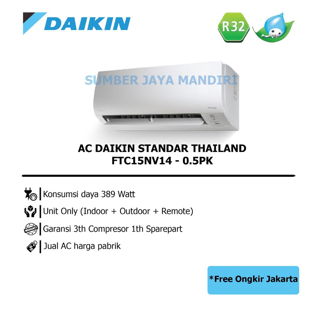 Jual AC DAIKIN STANDAR THAILAND FTC15NV14 - 1/2 PK | Shopee Indonesia