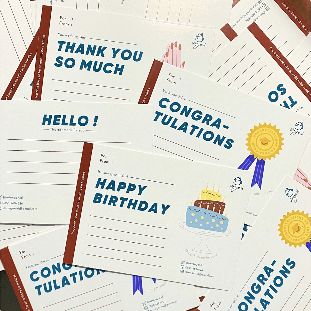 Jual Tambahan Kartu Ucapan : Birthday/Congratulations/Thankyou/Custom ...