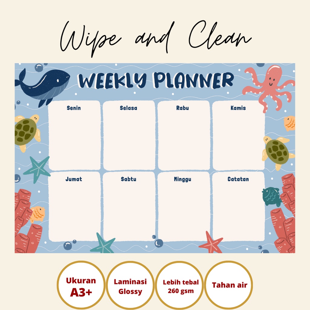 Jual Wipe and Clean | Weekly Planner | Poster Jadwal Pelajaran ...