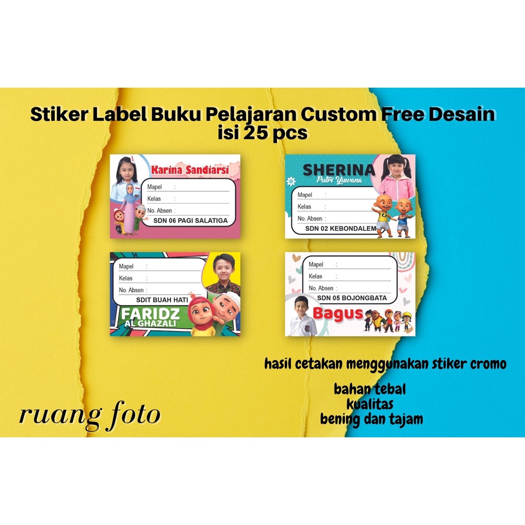 Jual Label Buku Pelajaran Custom Free Desain isi 25 pcs | Shopee Indonesia