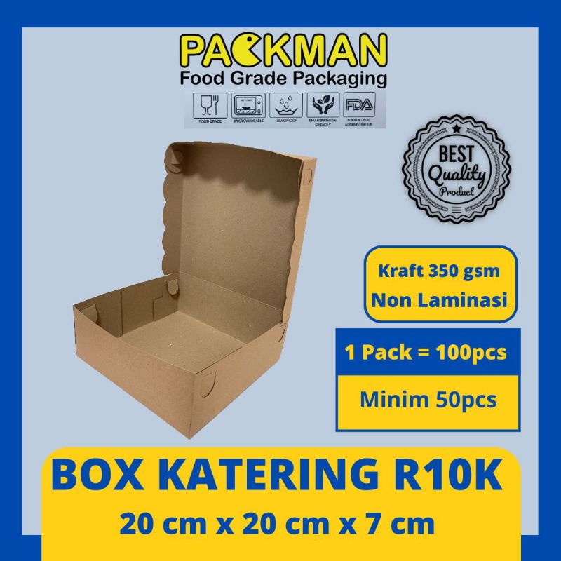 Jual BOX KATERING KRAFT R10K NON LAMINASI / DUS NASI 20X20 / KOTAK