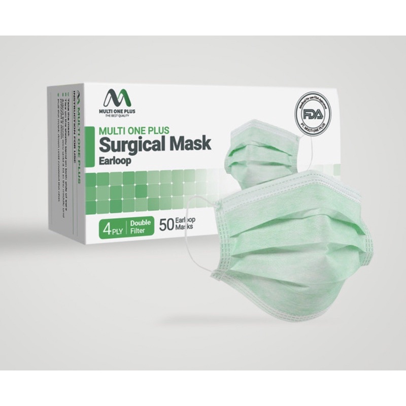 Jual Masker surgical earloop 4 ply multiple plus Isi 50 pcs per box ...