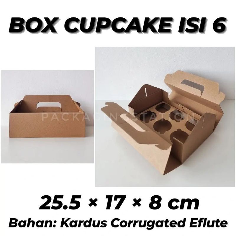 Jual BOX CUPCAKE MUFFIN ISI 6 / GABLE BOX 25.5x17x8 / DUS KOTAK BOX ...