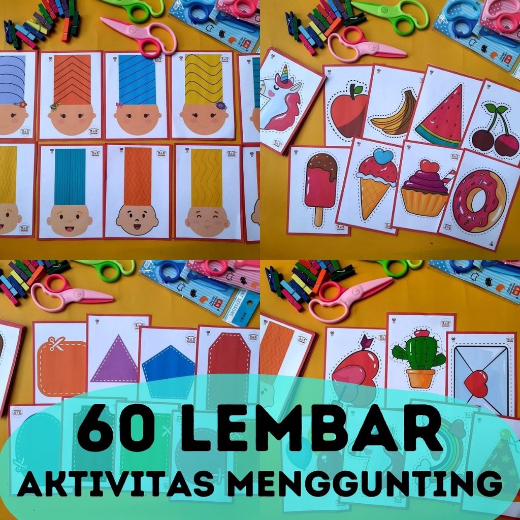 Jual Mainan Motorik Halus Anak Worksheet Aktivitas Menggunting Mainan ...