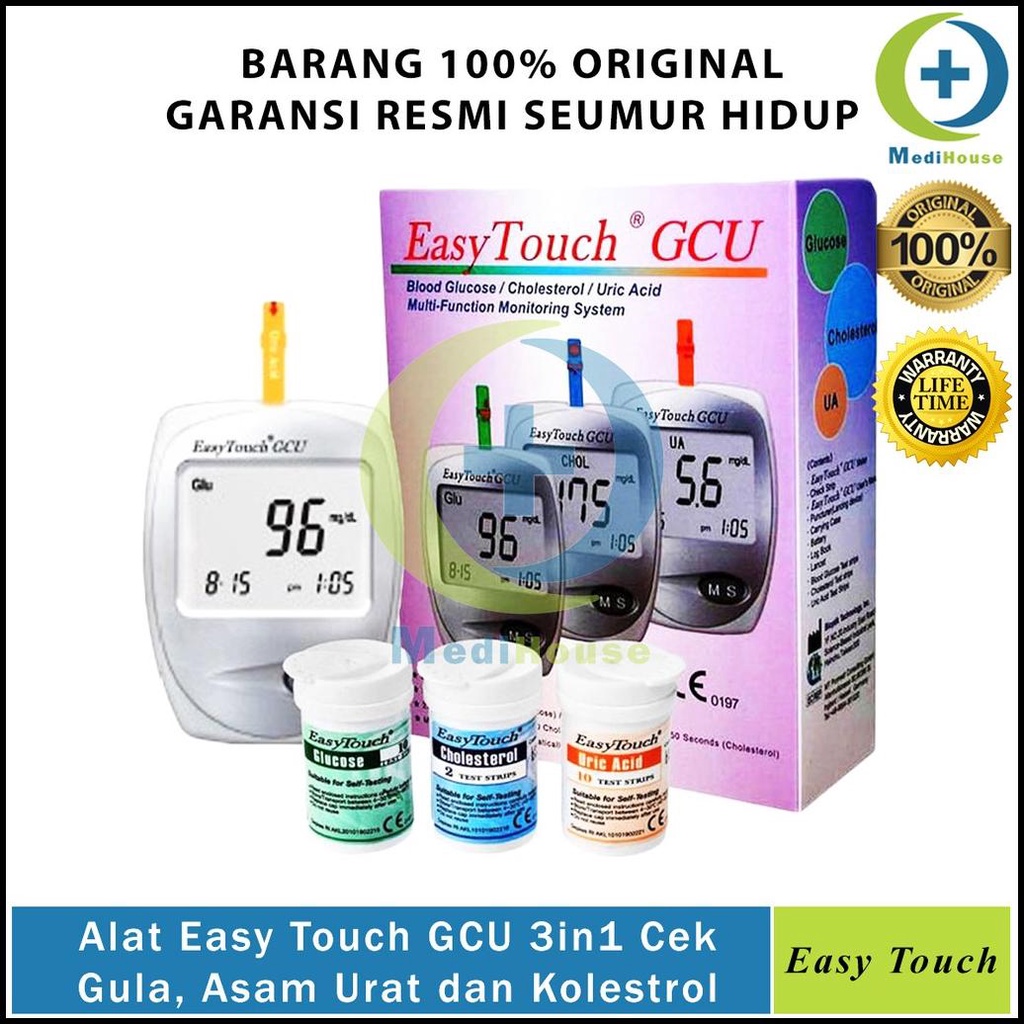 Jual Alat Easy Touch GCU 3in1 Cek Gula Darah Kolesterol Asam Urat Easy ...