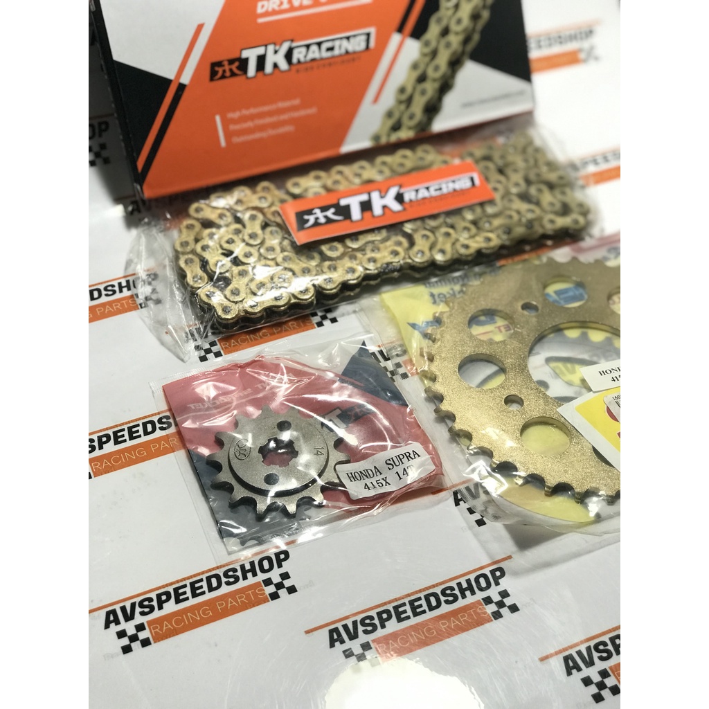 Jual GEAR SET TK 415 TITANIUM GOLD SUPRA X 125 BLADE NEW KHARISMA FIT NEW RANTAI TK HS 415 130L WARNA GOLD BEST SELLER Shopee Indonesia