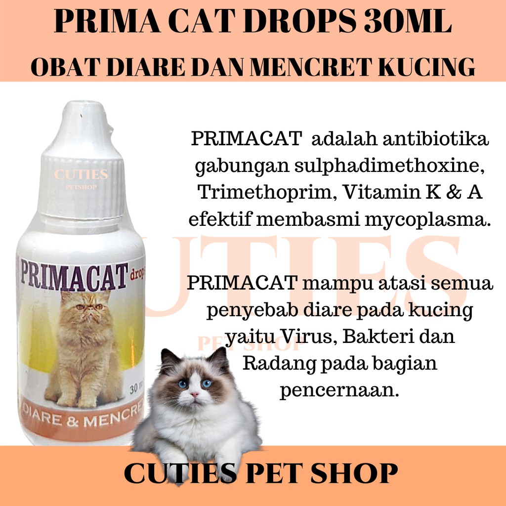 Jual PRIMA CAT 30 ML DROPS OBAT SAKIT PERUT DIARE DAN MENCRET KUCING ...