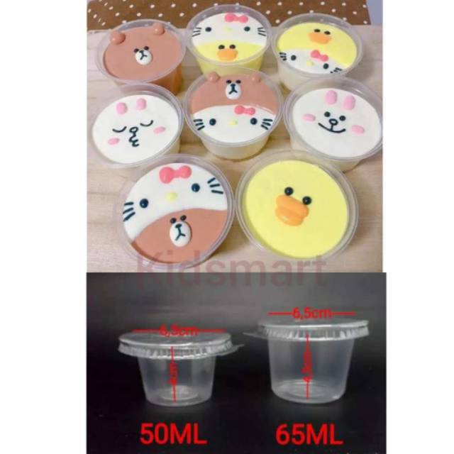 Jual Gelas Jellycup Puding Jelly Plastikcup Puyo 50ml Dan 65ml Pakai Tutuptempat Sambel Bumbu 8552