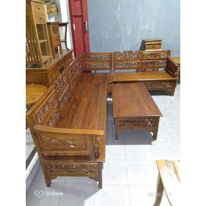 Jual Kursi Tamu Sofa Sudut Jepara Kursi Sudut Minimalis | Shopee Indonesia