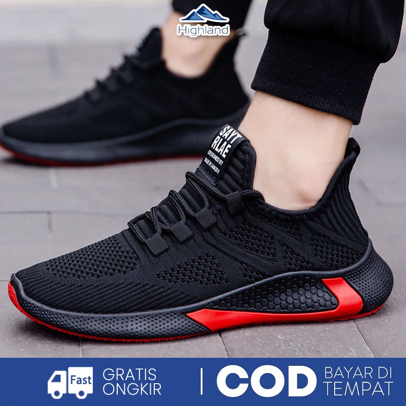 Jual Highland Sepatu Pria Hitam Original Sneakers Black Trendy Kerja ...