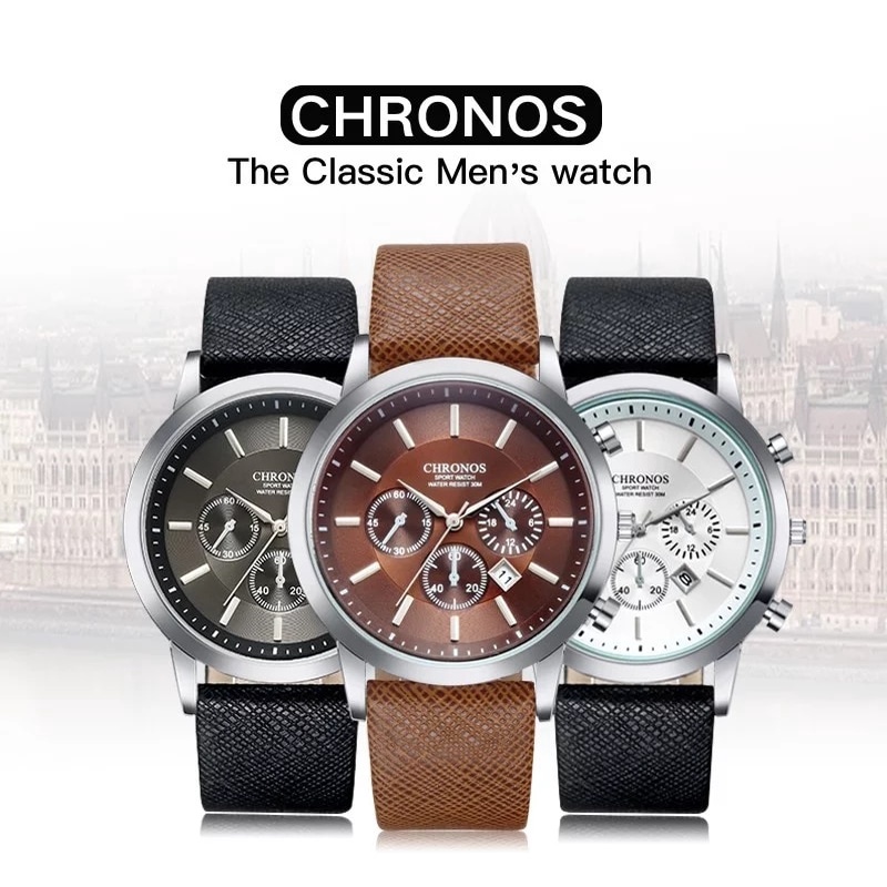 CHRONOS MAVERICK Jam tangan kulit mewah pria arloji pria luxury men s watch FREE BOX